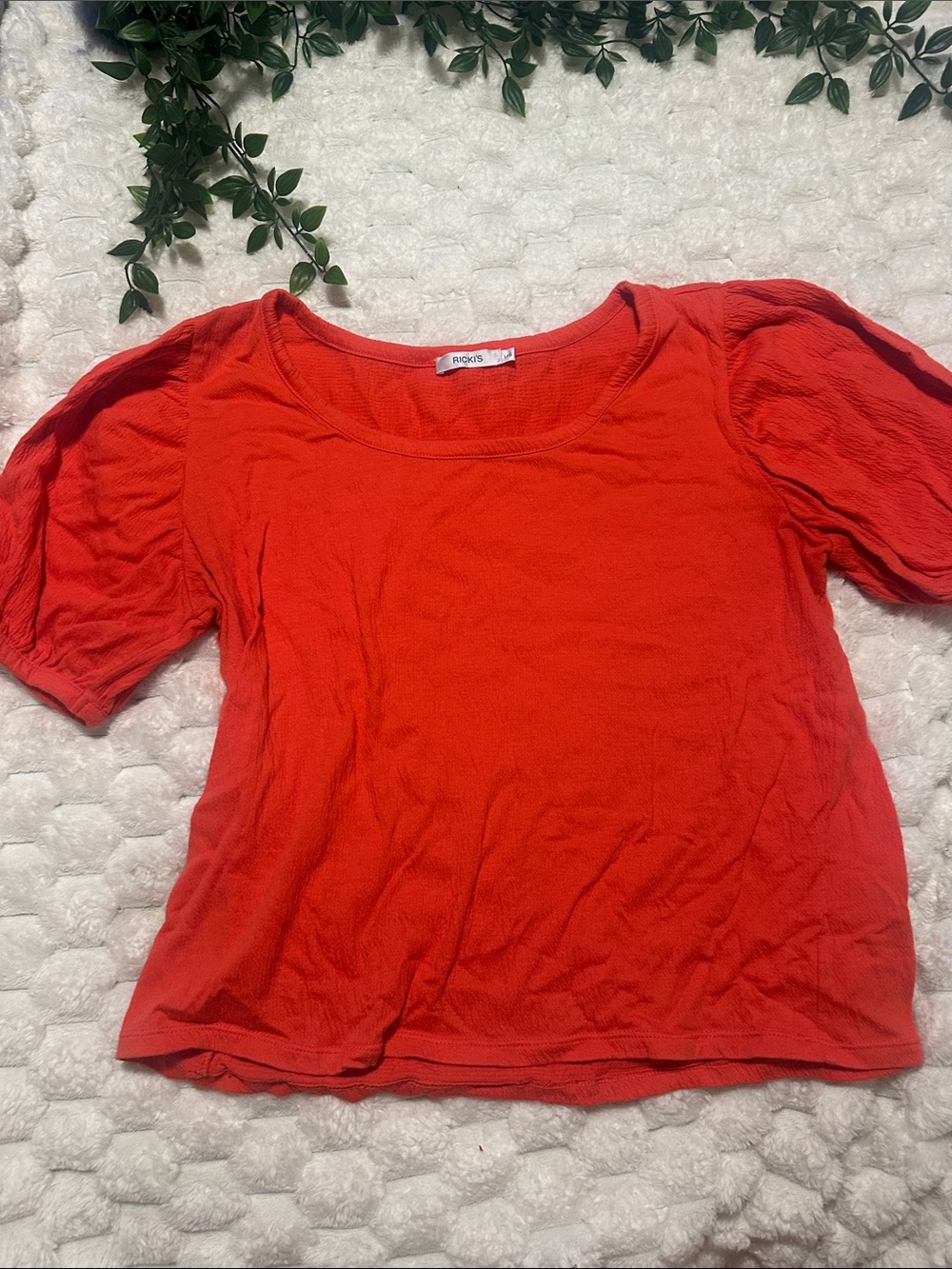 Ricki's Bright Red Puff-Sleeve Scoop Neck Tee
